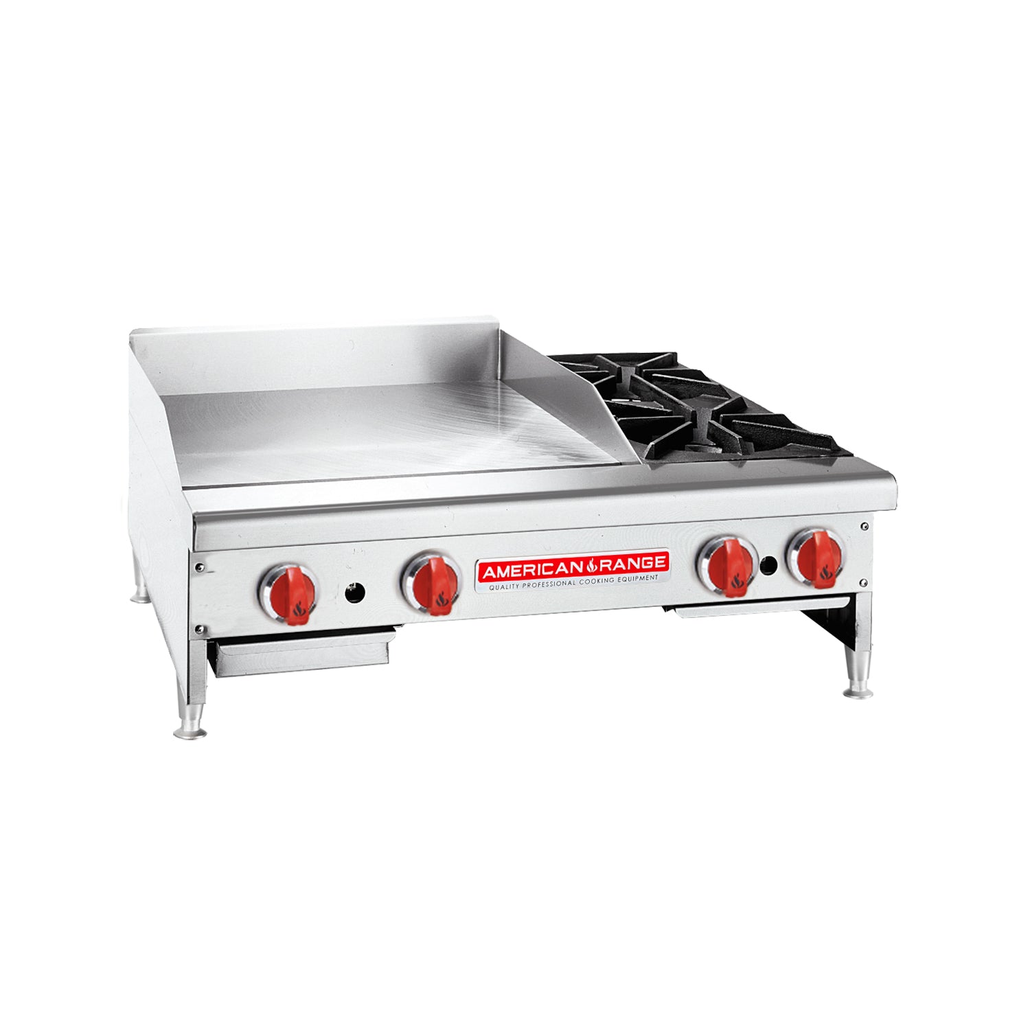 American Range AR48-36G2OB 48" Gas Griddle w/ (2) Burners & Manual Controls - 1" Steel Plate, Liquid Propane