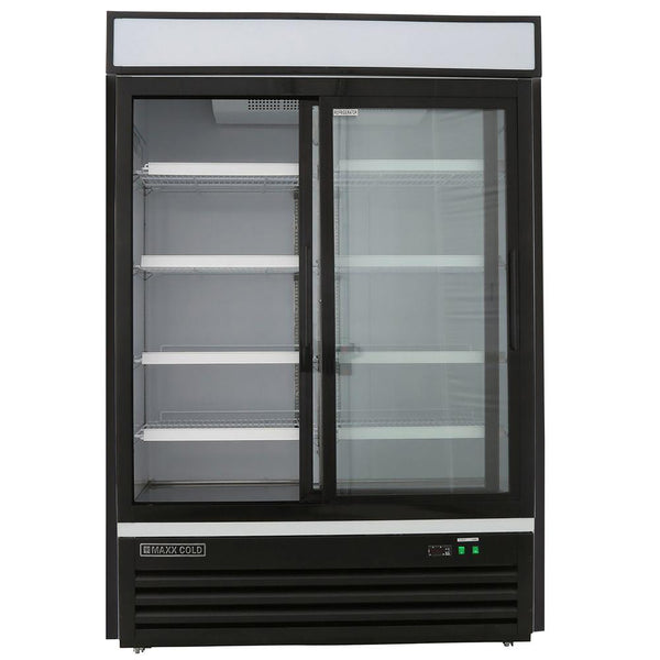 Maxx Cold X Series 48 Cu. ft. Double Sliding Door Merchandiser Refrigerator Black