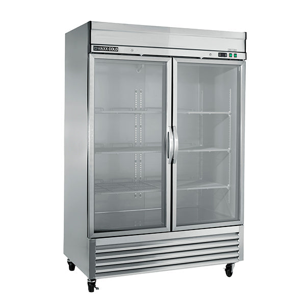 MXSR-49GDHC Maxx Cold Double Glass Door Reach-In Refrigerator, Bottom Mount, 49 cu. ft., in Stainless Steel