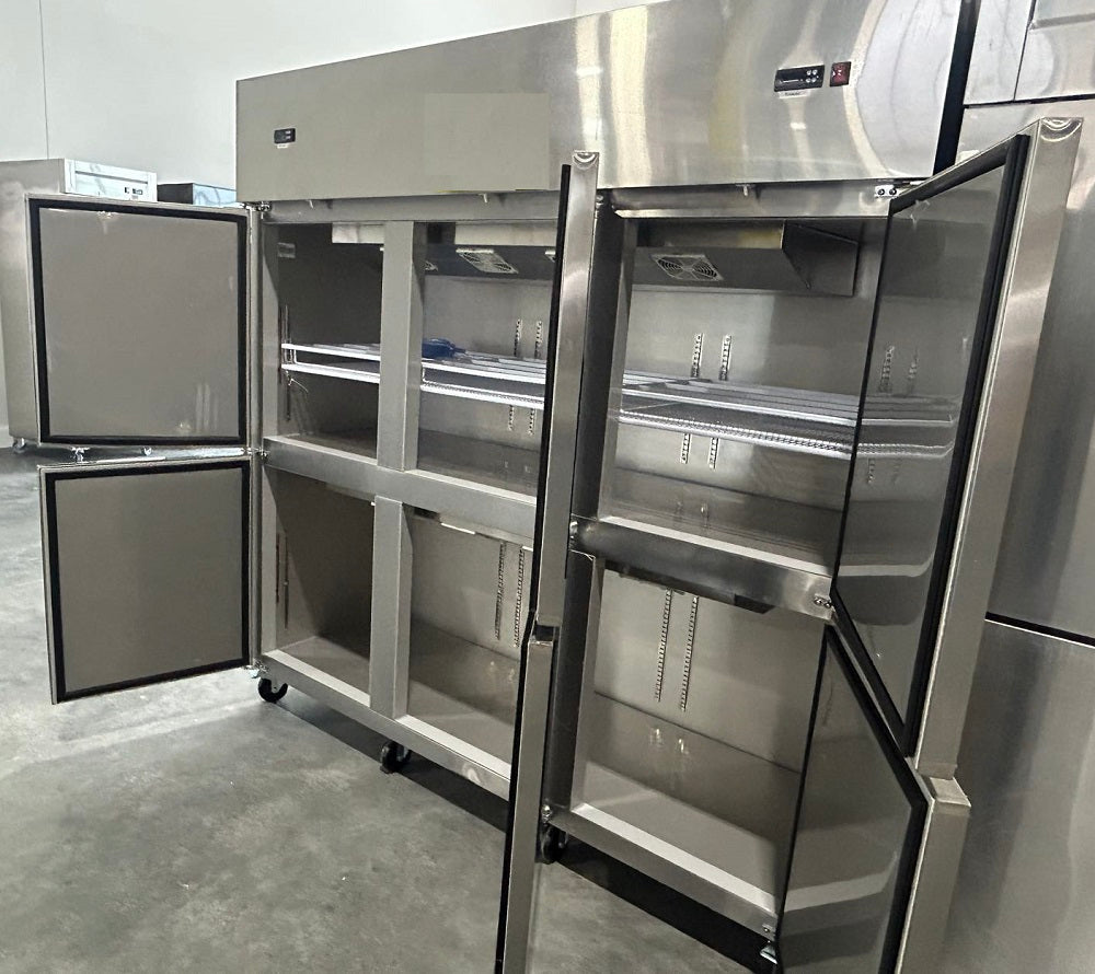 Chef AAA - SCD-660B 72" Commercial Dual Zone Reach-In Refrigerator and Freezer with 6 Solid Half Doors