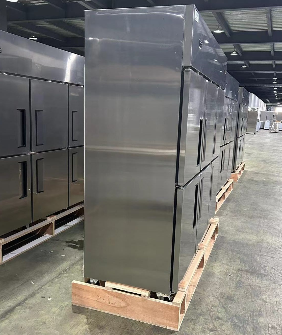 Chef AAA - SCD-660B 72" Commercial Dual Zone Reach-In Refrigerator and Freezer with 6 Solid Half Doors