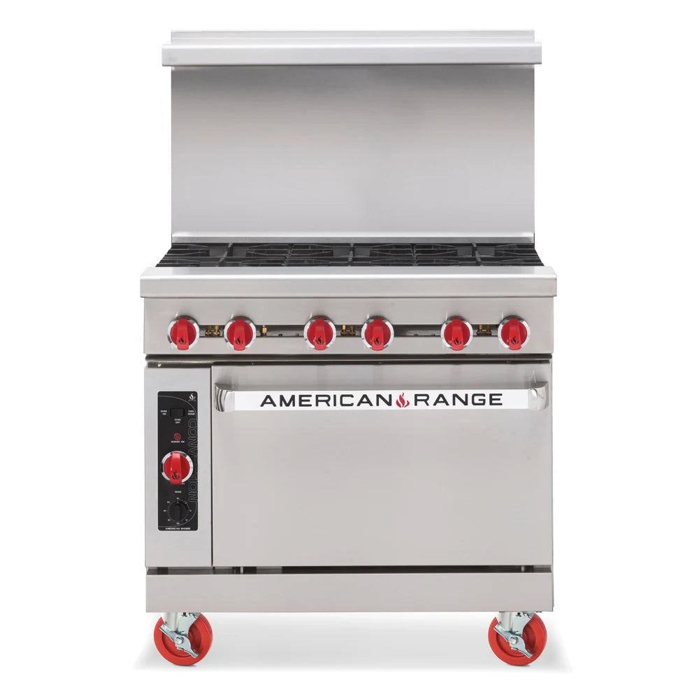 American Range AR-6-SB 36" 6 Burner Gas Range w/ Storage Base, Natural Gas