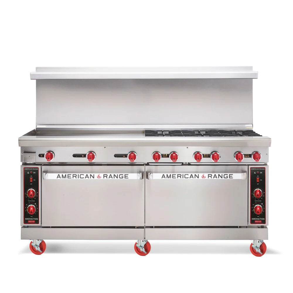 American Range AR-36G-6B-CL-126R 72" 6 Burner Gas Range Combo w/ Griddle, Standard & Convection Oven/Natural Gas