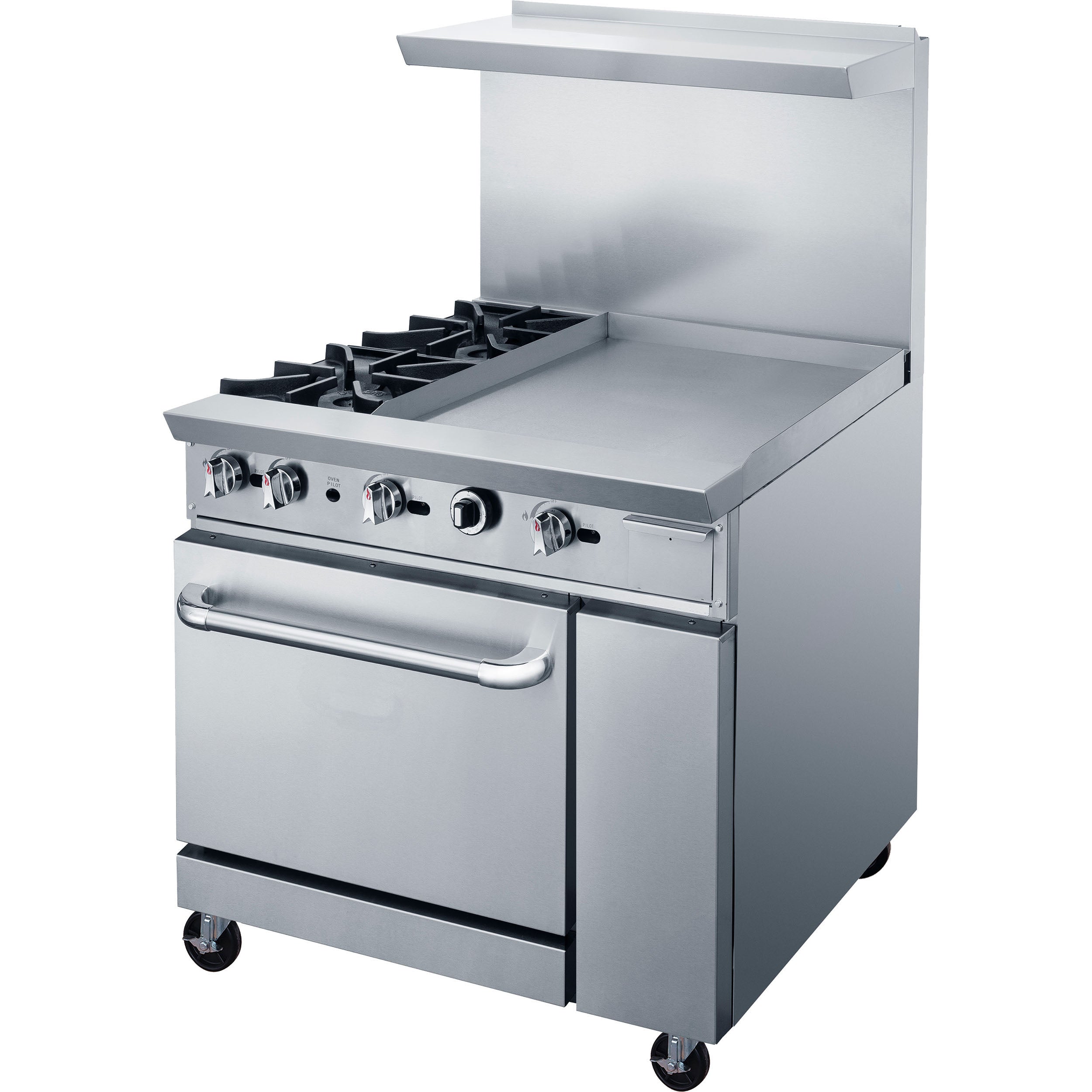 Chef AAA - TCR36-2B24GM Commercial 36" Oven Range Two Open Burners 24" Griddle Natural Gas