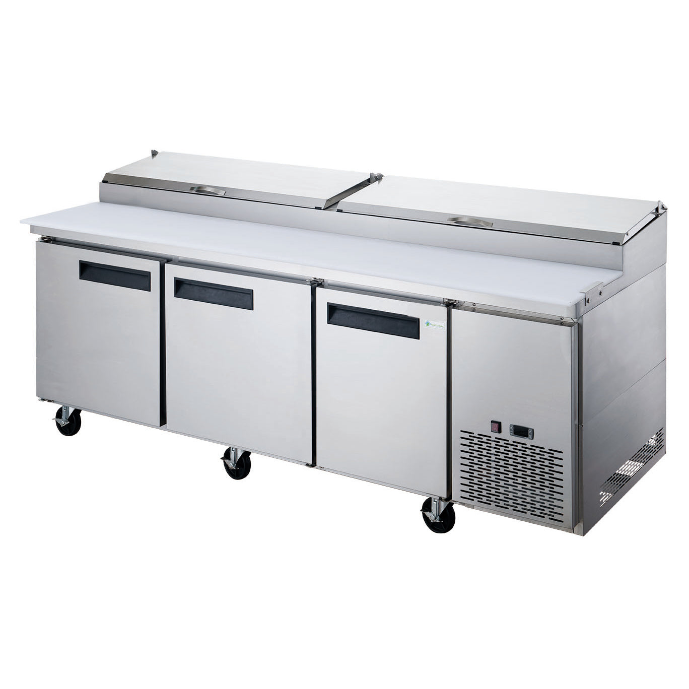 Chef AAA - TICL3-HC, Commercial 90" Pizza Prep Table Refrigerator 12 Pans 3 Door Stainless Steel 24.8 cu.ft.