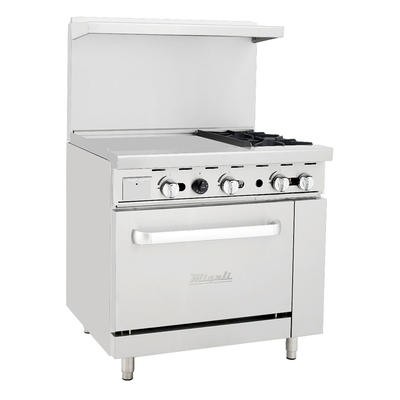 Migali C RO2B 24GL NG Commercial 36 Oven Range 2 Burner 24 Griddle Natural Gas BTU125000