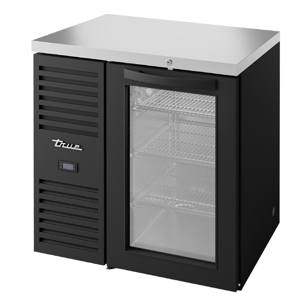 True TBR32-RISZ1-L-B-G-1 32" Bar Refrigerator - 1 Swinging Glass Door, Black, 115v