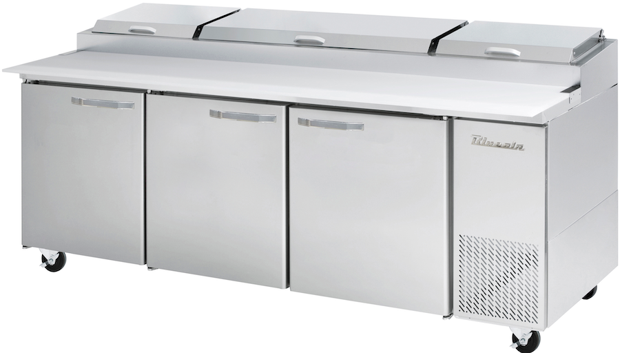 Blue Air - BAPP93-HC, 3 Doors All Stainless Pizza Prep.Table, 93-3/8" wide, 30.8 cu/ft. - (12) 1/3 Pans - By Others, R-290 Refrigerant