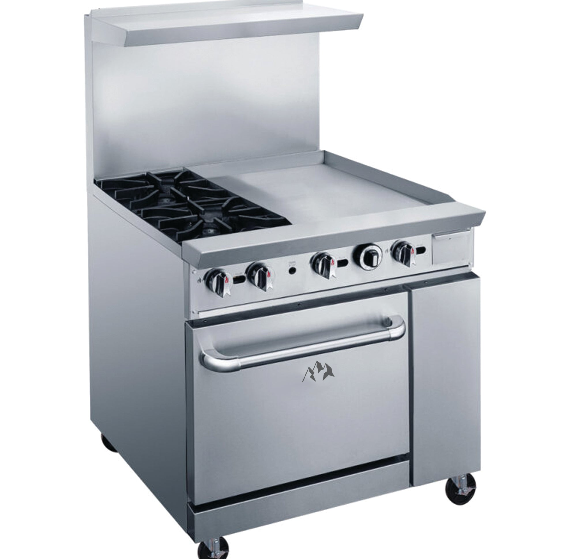 Chef AAA - TCR36-2B24GM-NG, Commercial 36" Oven Range Two Open Burners 24" Griddle Natural Gas