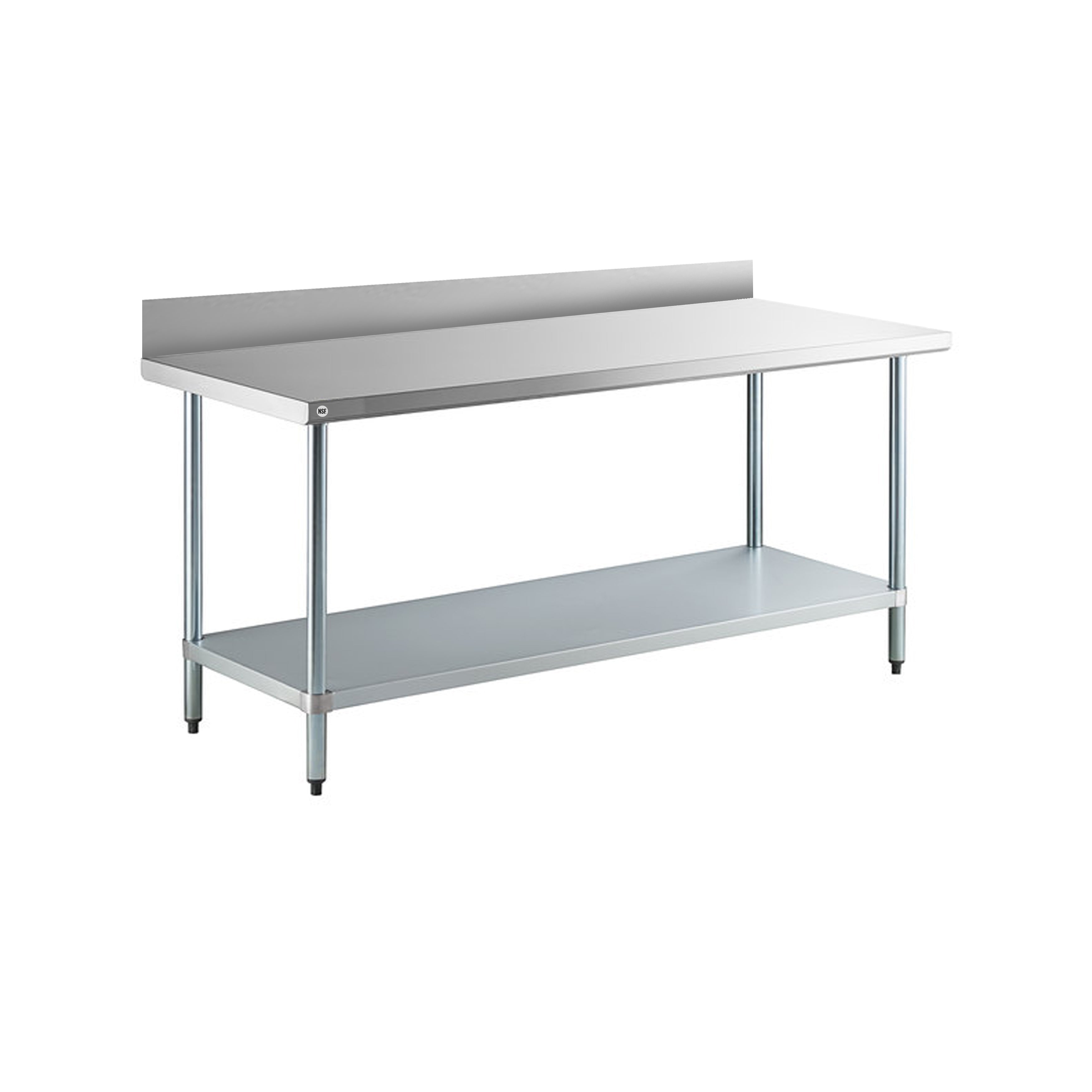 Omcan - 22091, Commercial 30" x 84" Stainless Steel Kitchen Work Table with 4" BackSplash 1600lbs Light Duty