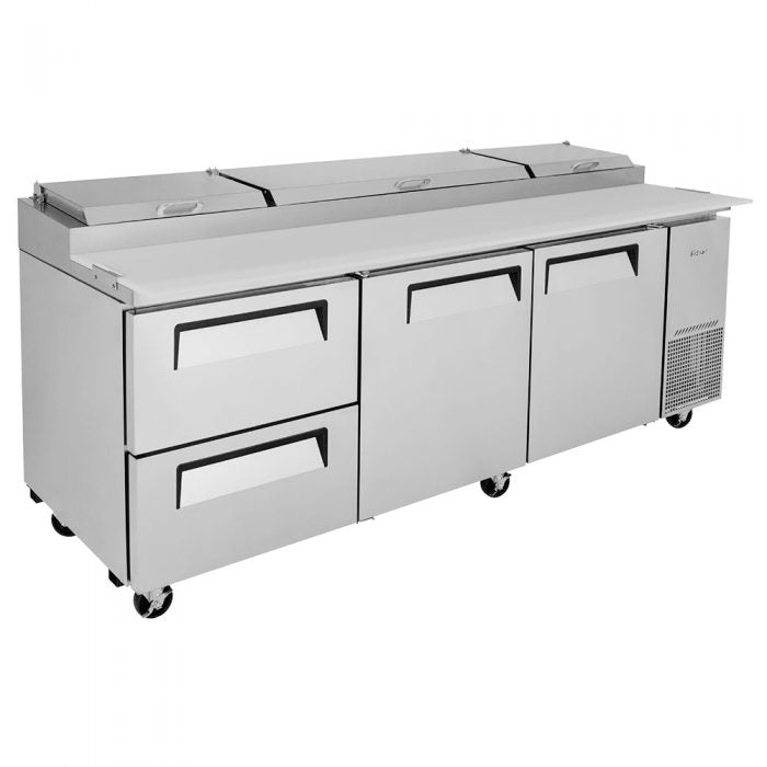 Turbo Air - TPR-93SD-D2-N, Commercial Super Deluxe pizza prep table, Three-section
