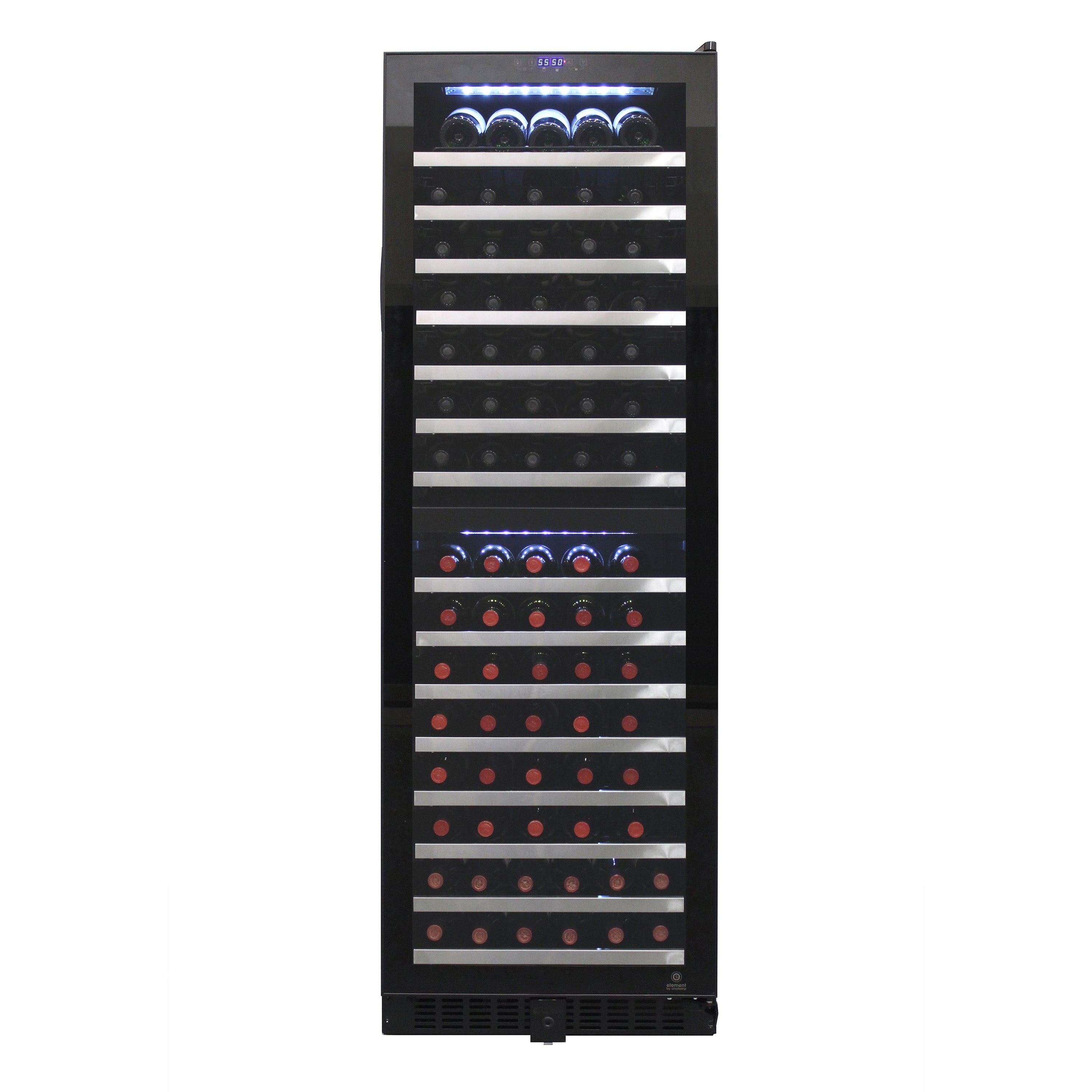 Vinotemp - EL-142TSST, Vinotemp Butler Series Dual-Zone Wine Cooler, 155 Bottle Capacity, in Black