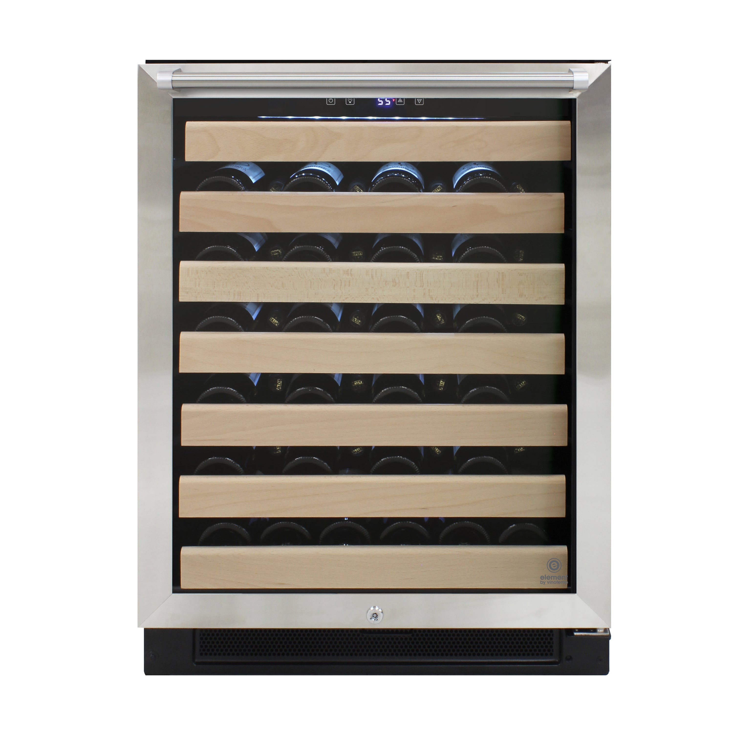 Vinotemp - EL-54SDTH, Vinotemp Connoisseur Series Single-Zone Wine Cooler with Top Pole Handle, 54 Bottle Capacity, in Stainless Steel