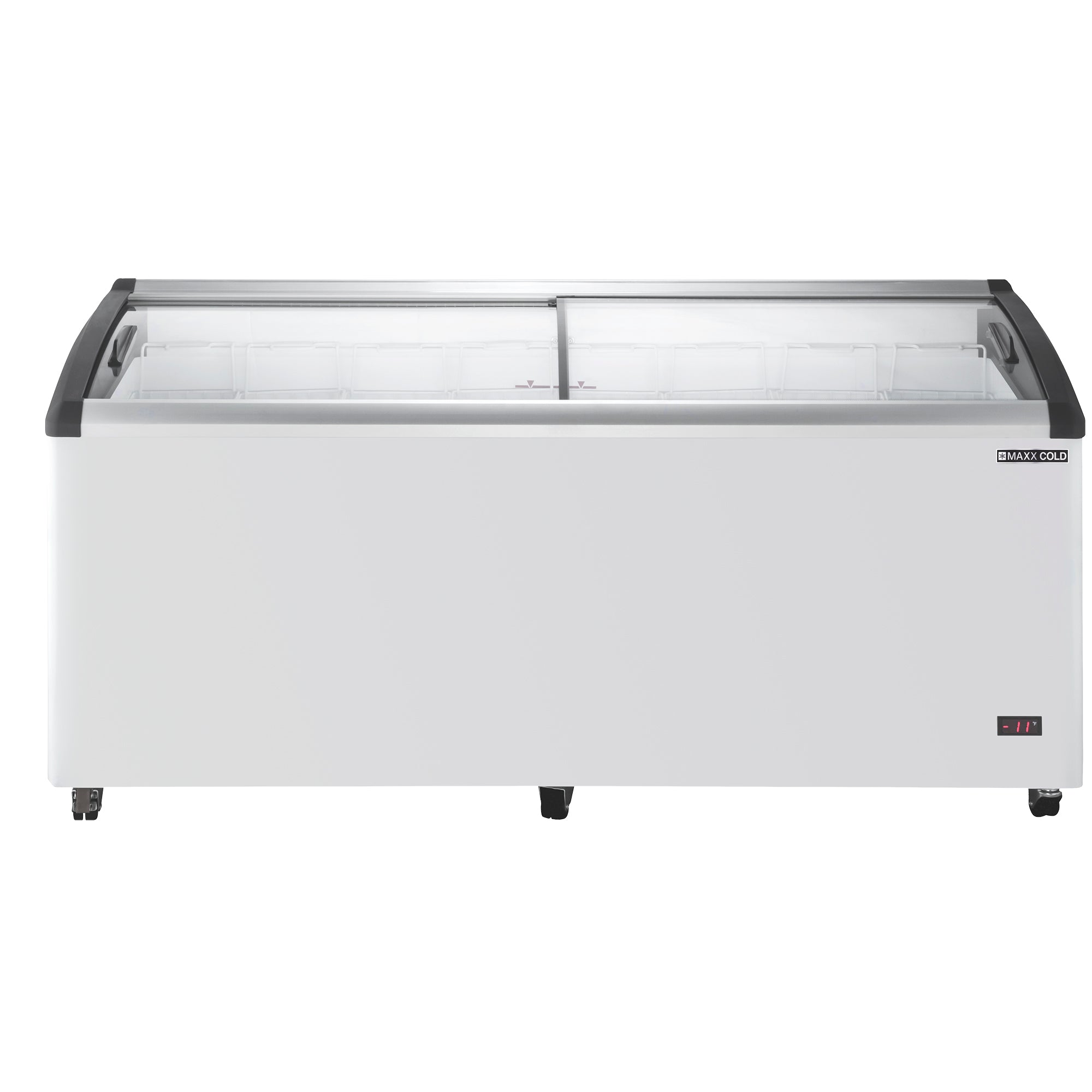 Maxx Cold - MXF72CHC-8, Maxx Cold Curved Glass Top Chest Freezer Display, 71.7"W, 14.30 cu. ft. Storage Capacity, Equipped with (8) Wire Baskets, in White