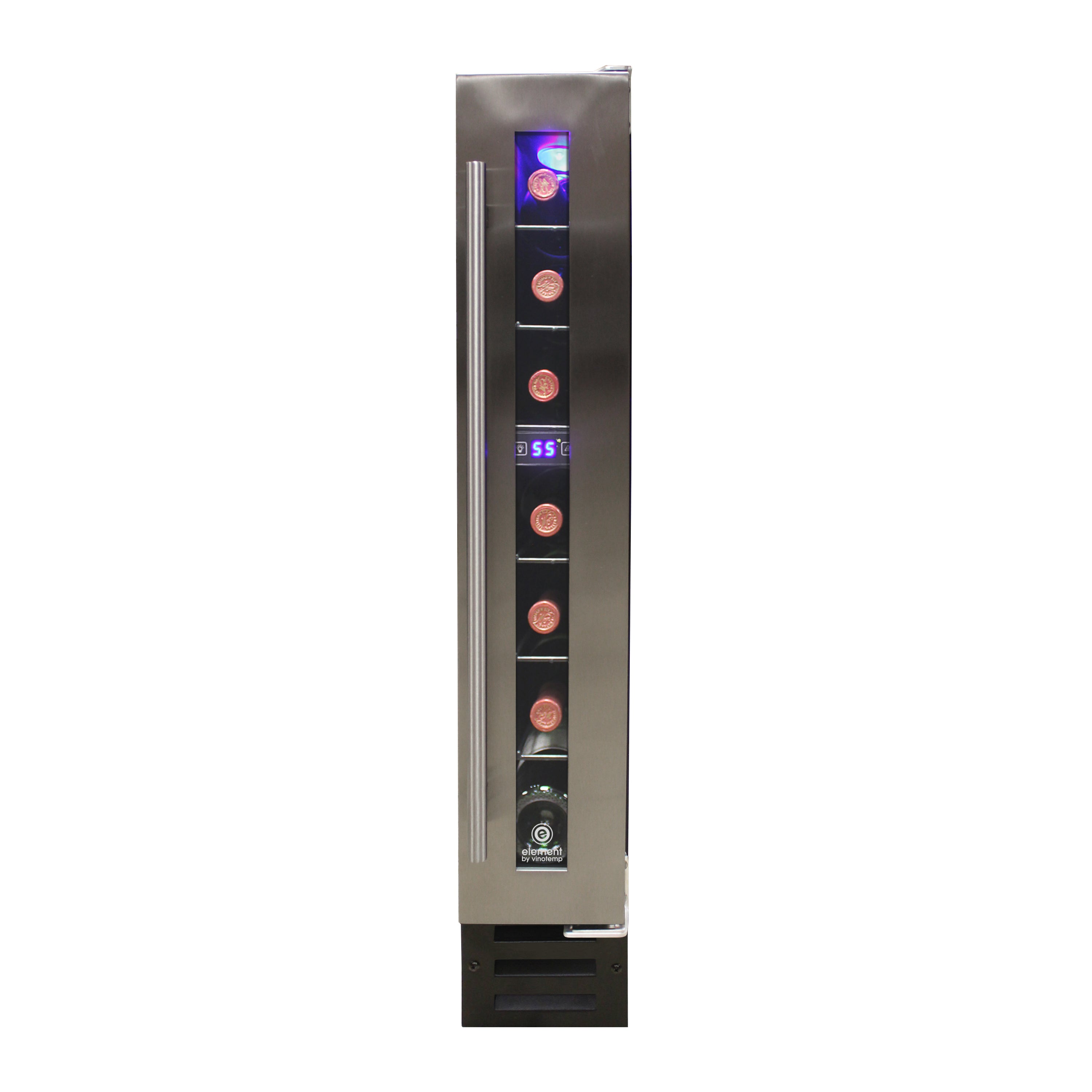 Vinotemp - EL-7TSST, Vinotemp Private Reserve Series Compact Single-Zone Wine Cooler with Touch Screen Controls, 7 Bottle Capacity, in Stainless Steel