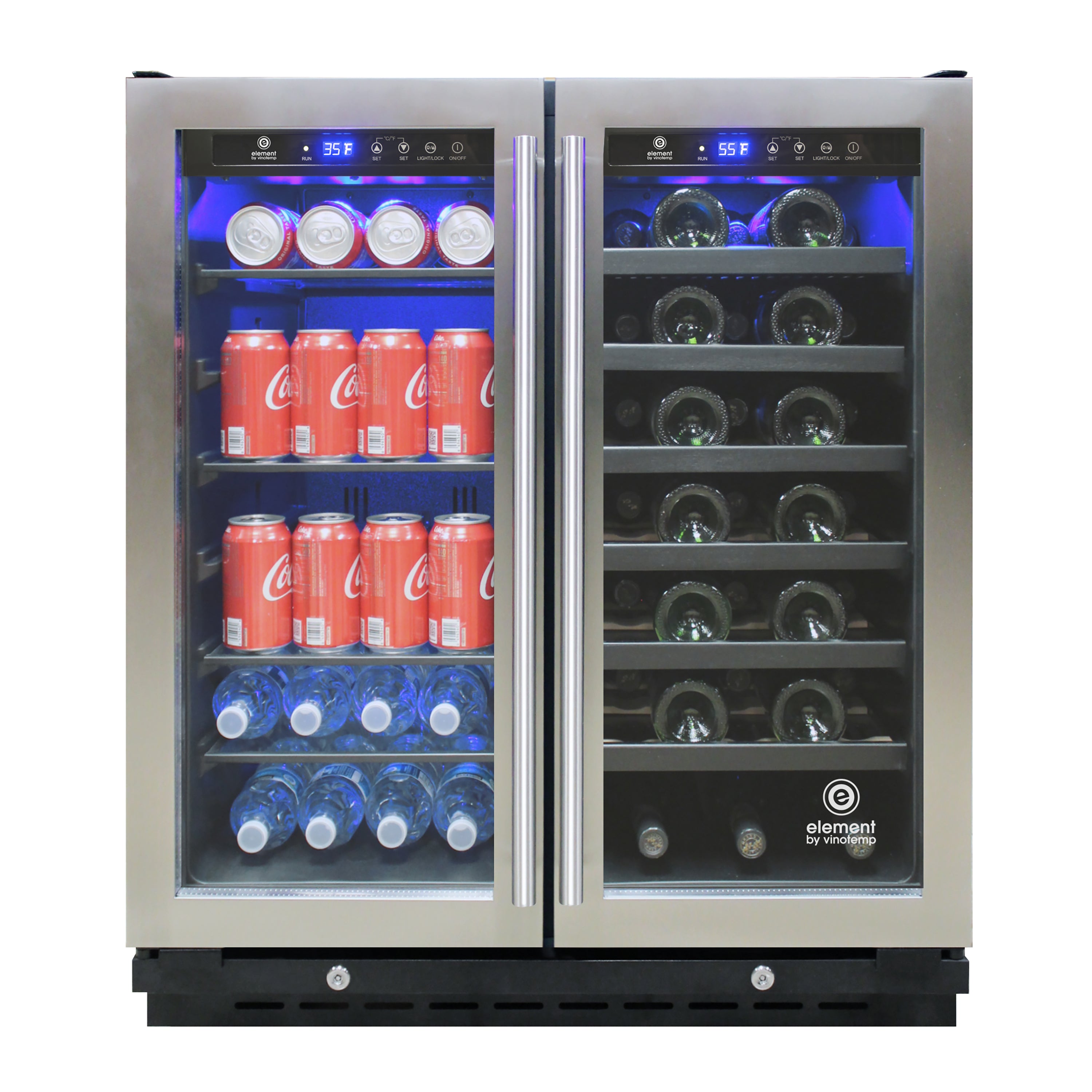 Vinotemp - EL-30SWCB2D, Vinotemp Connoisseur Series Dual-Zone 30" Wine and Beverage Cooler, 33 Bottles and 101 12 oz Can Capacity, in Black
