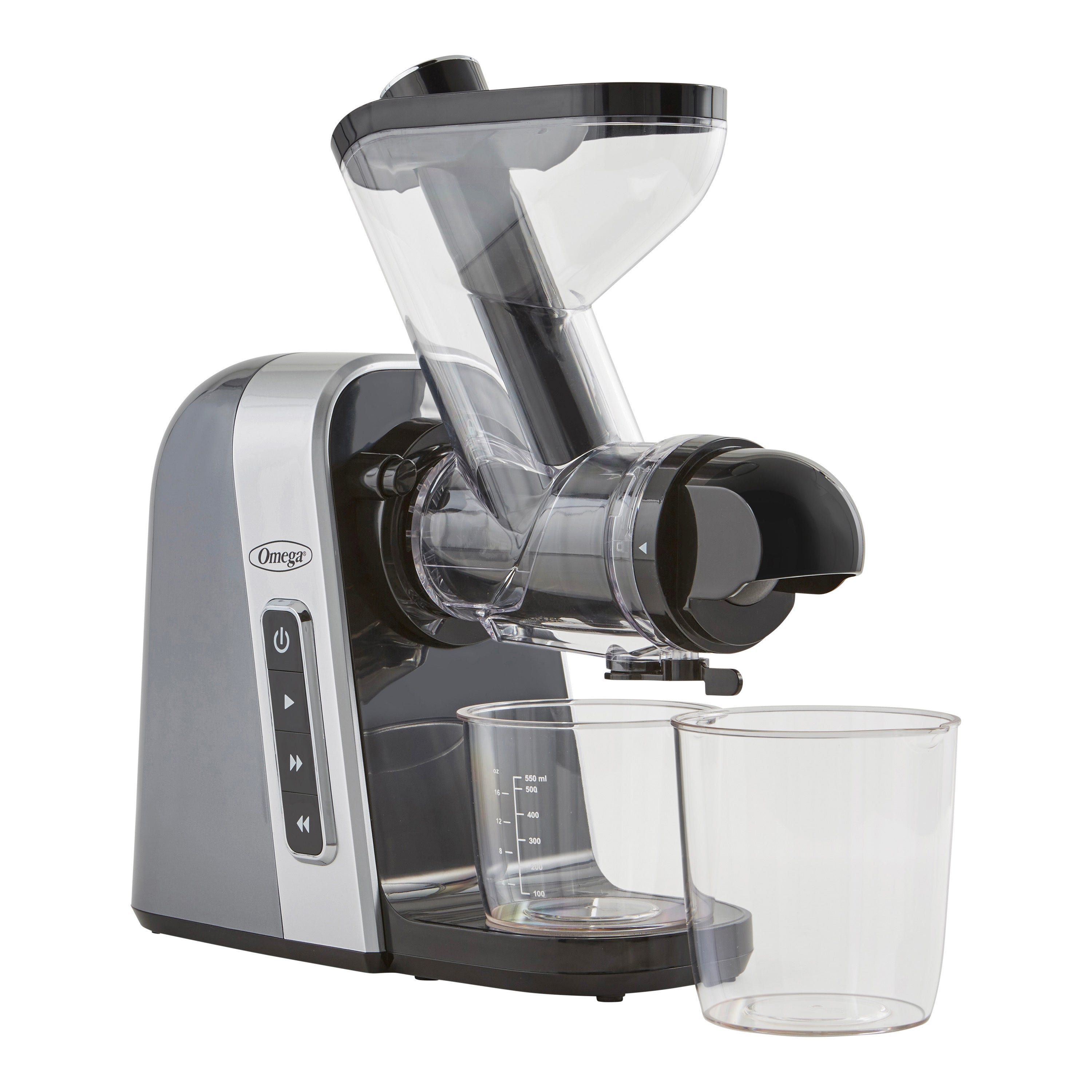 Omega - MM400GY13, Omega Medical Medium 200W Gray BPA Free Slow Masticating Juicer with Wide Mouth Chute for Less Prep
