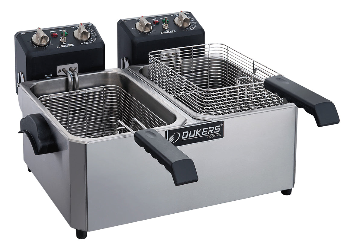 Dukers - DCF7ED, 14lb Two Basket Electric Countertop Deep Fryer