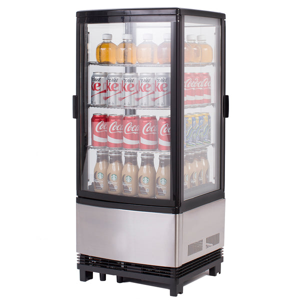 Maxx Cold - MECR-32D 4-Sided Glass 2-Dr P/T Merchandiser Refrigerator, Countertop/Floor, Black/Stainless Steel