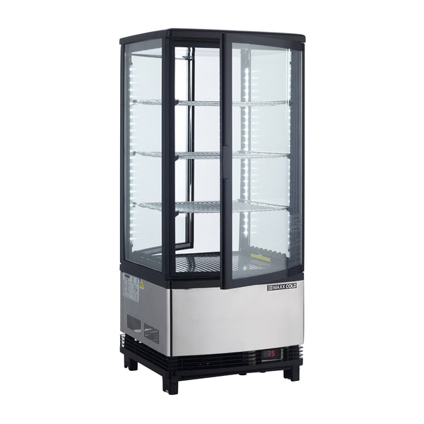 Maxx Cold - MECR-32D 4-Sided Glass 2-Dr P/T Merchandiser Refrigerator, Countertop/Floor, Black/Stainless Steel