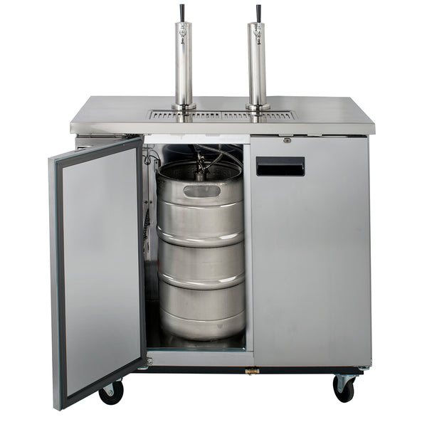 MXBD48-2SHC Maxx Cold Dual Tower Beer Dispenser, 10.5 cu. ft., 2 Barrels/Kegs (297L) in Stainless Steel