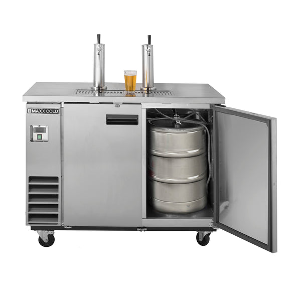 MXBD60-2SHC Maxx Cold Dual Tower Beer Dispenser, 14.2 cu. ft., 2 Barrels/Kegs (402L), in Stainless Steel