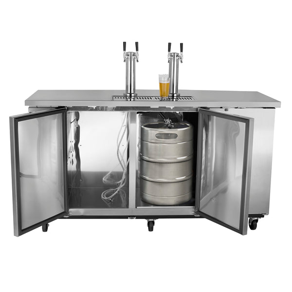 MXBD72-2SHC Maxx Cold Dual Tower, 2 Tap Beer Dispenser, 17.3 cu. ft., 3 Barrels/Kegs (490L) in Stainless Steel