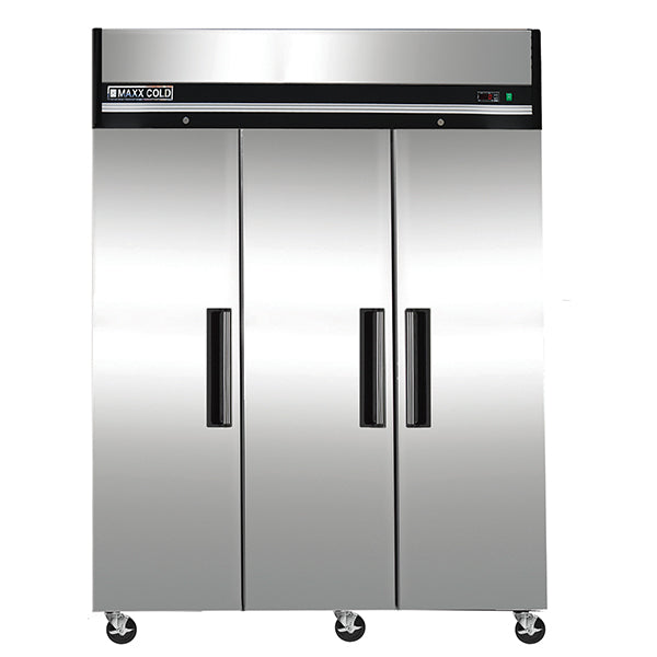 MXCF-72FDHC Maxx Cold Triple Door Reach-in Freezer, Top Mount, 72 cu. ft. Storage Capacity, in Stainless Steel