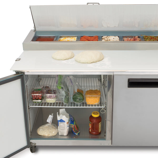 MXCPP70HC Maxx Cold Two-Door Refrigerated Pizza Prep Table, 22 cu. ft. Storage Capacity, in Stainless Steel