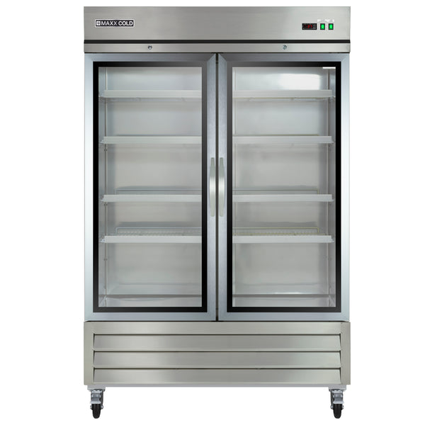 Maxx Cold - MXCR-49GDHC Double Glass Door Reach-In Refrigerator, Bottom Mount, 49 cu. ft., in Stainless Steel
