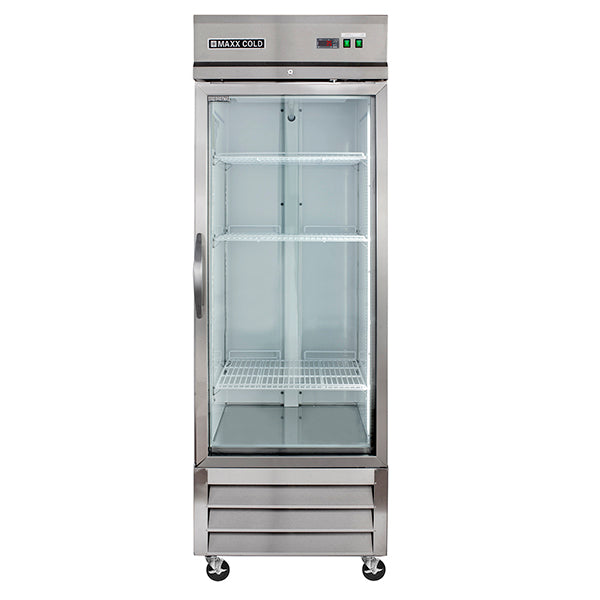 Maxx Cold - MXCR-23GDHC Single Glass Door Reach-In Refrigerator, 23 cu. ft. Storage Capacity, in Stainless Steel