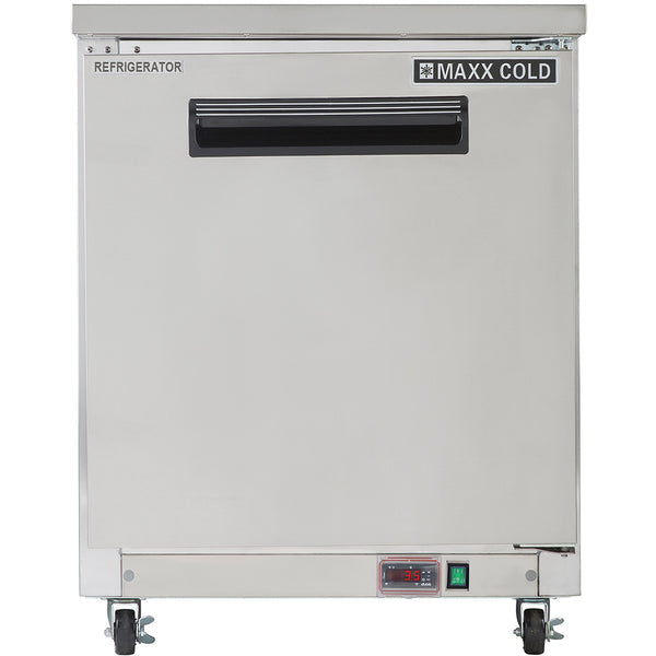 MXCR27UHC Maxx Cold Single Door Undercounter Refrigerator, 6.5 cu. ft. Storage Capacity, in Stainless Steel