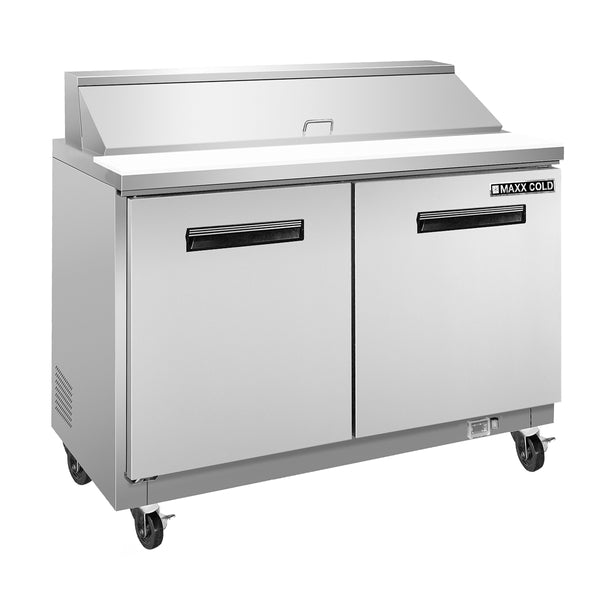MXCR48SHC Maxx Cold Two-Door Refrigerated Sandwich and Salad Prep Station, 12 cu. ft., in Stainless-Steel