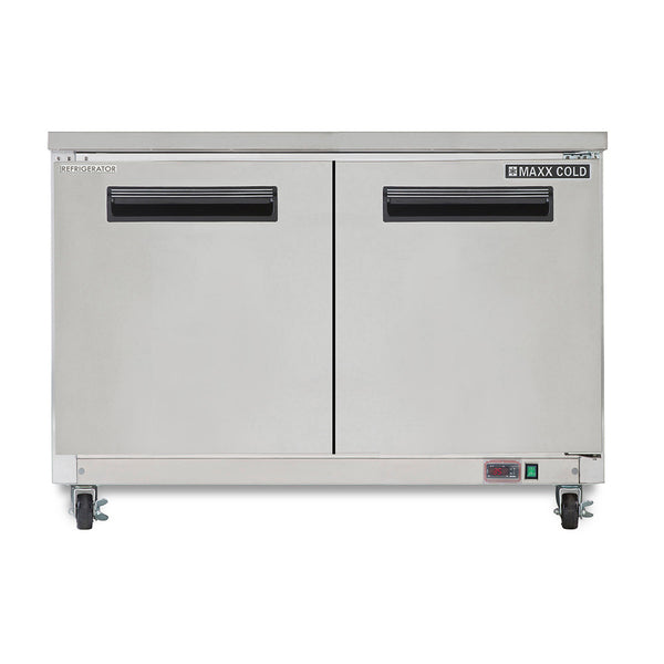 MXCR48UHC Maxx Cold Double Door Undercounter Refrigerator, 12 cu. ft. Storage Capacity, in Stainless Steel