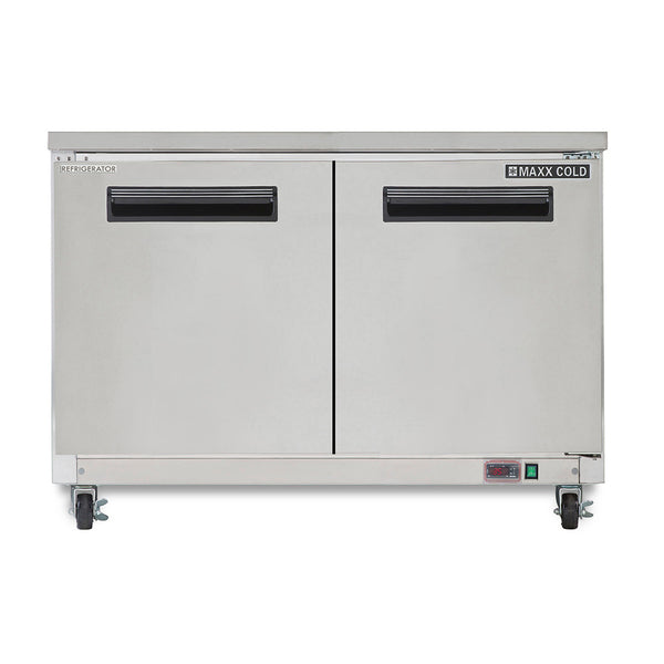 Maxx Cold - MXCR48UHC Double Door Undercounter Refrigerator, 12 cu. ft. Storage Capacity, in Stainless Steel