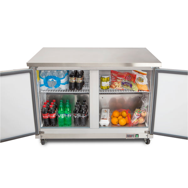 Maxx Cold - MXCR48UHC Double Door Undercounter Refrigerator, 12 cu. ft. Storage Capacity, in Stainless Steel