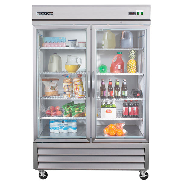 MXCR-49GDHC Maxx Cold Double Glass Door Reach-In Refrigerator, Bottom Mount, 49 cu. ft., in Stainless Steel