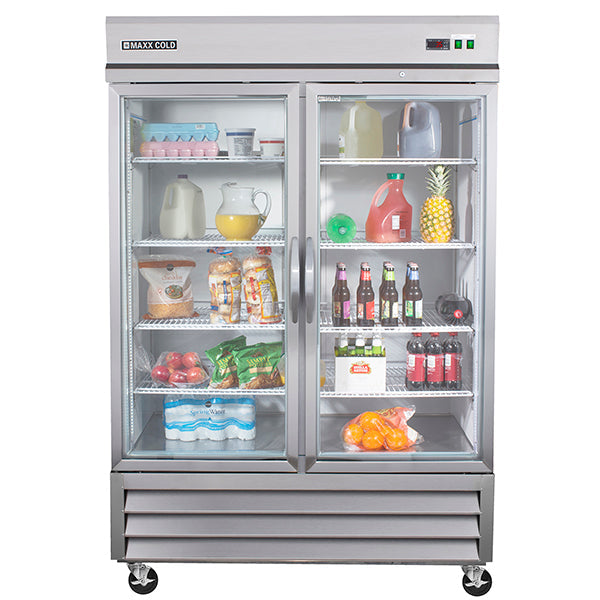 Maxx Cold - MXCR-49GDHC Double Glass Door Reach-In Refrigerator, Bottom Mount, 49 cu. ft., in Stainless Steel