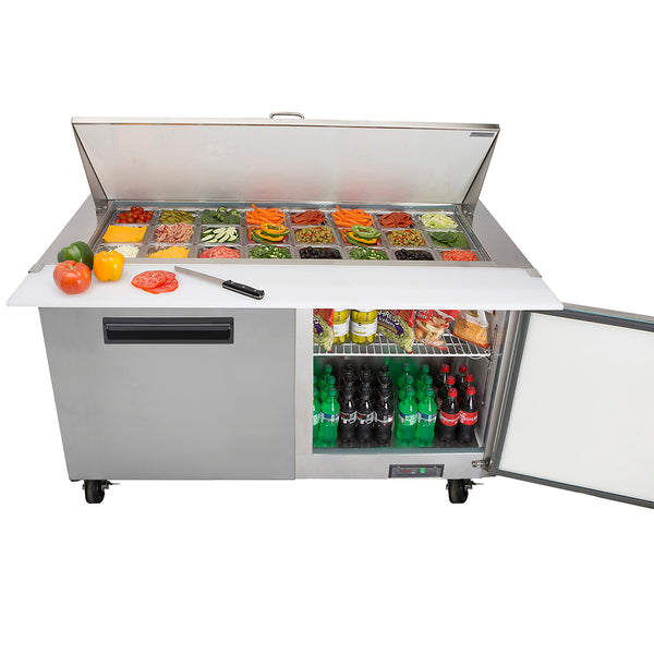 Maxx Cold MXCR60MHC Maxx Cold Two-Door Refrigerated Megatop Prep Unit, 15.5 cu. ft. Storage Capacity, in Stainless Steel