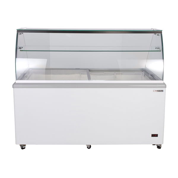 MXDC-12 Maxx Cold Curved Glass Ice Cream Dipping Cabinet Freezer, 20 cu. ft. Storage Capacity, in White