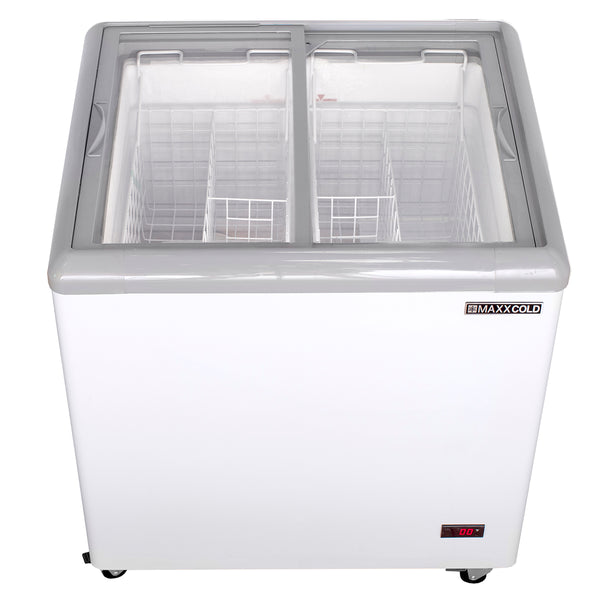 MXF31F Maxx Cold Sliding Glass Top Mobile Ice Cream Display Freezer, 5.8 cu. ft. Storage Capacity, in White