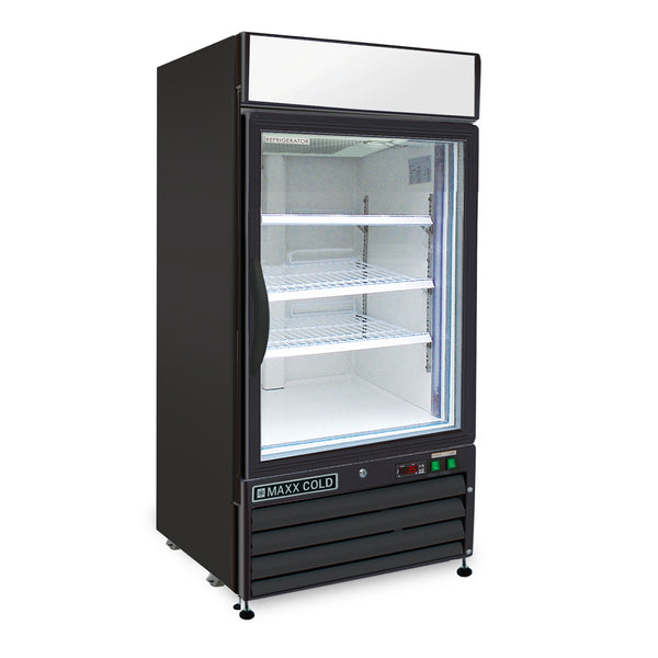 MXM1-12RBHC Maxx Cold Single Glass Door Merchandiser Refrigerator, in Black