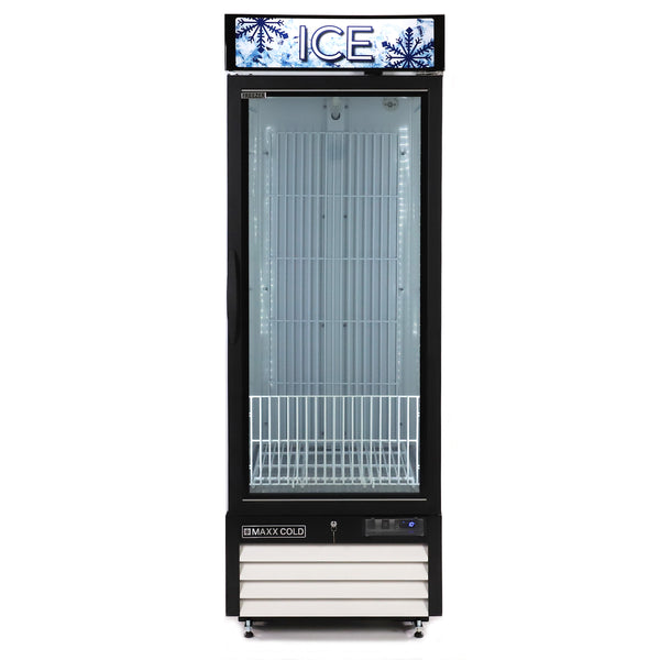 MXM1-23FHC-ICE Maxx Cold Single Glass Door Ice Merchandiser Freezer, 23 cu. ft. Storage Capacity, in White