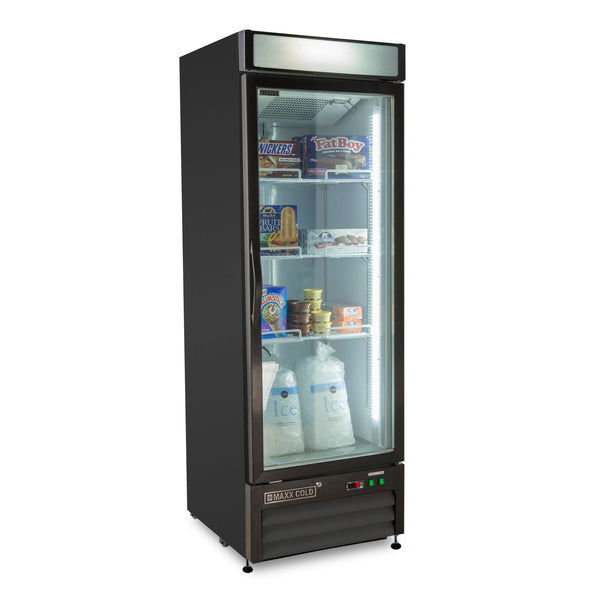 MXM1-16FBHC Maxx Cold Single Glass Door Merchandiser Freezer, Free Standing, 16 cu. ft., in Black