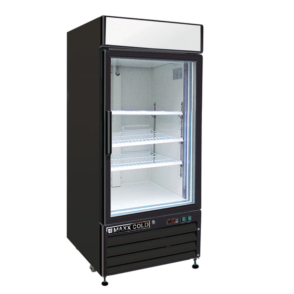 MXM1-16RBHC Maxx Cold Single Glass Door Merchandiser Refrigerator, Free Standing, 16 cu. ft., in Black