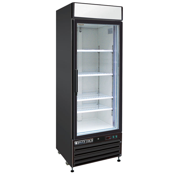 MXM1-23FBHC Maxx Cold Single Glass Door Merchandiser Freezer, 23 cu. ft. Storage Capacity, in Black