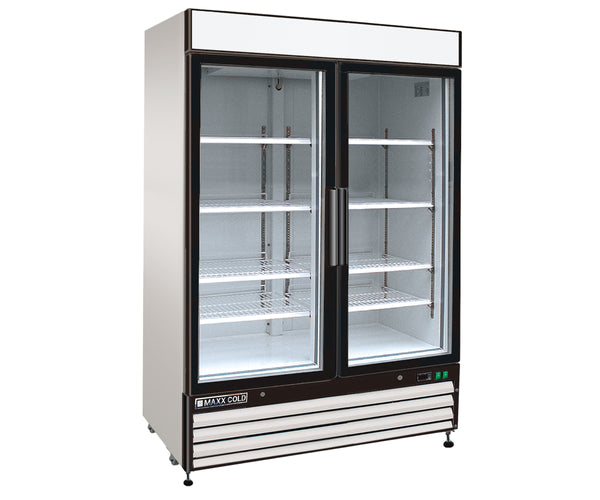 MXM2-48FHC Maxx Cold Double Glass Door Merchandiser Freezer, Swing Door, 48 cu. ft., Storage Capacity, in White