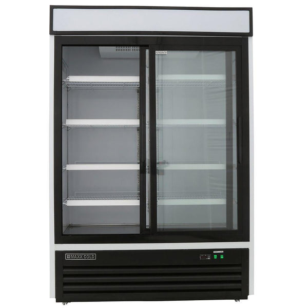 MXM2-48RSHC Maxx Cold Double Glass Door Merchandiser Refrigerator, Sliding Door, 48 cu. ft., in White