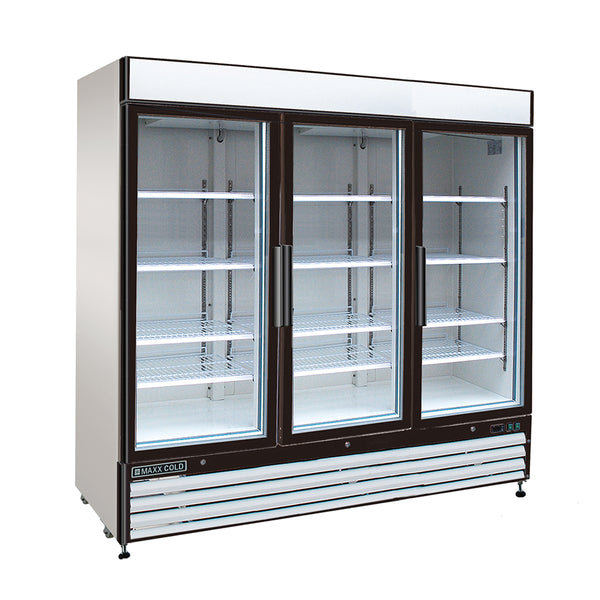 MXM3-72RHC Maxx Cold Triple Glass Door Merchandiser Refrigerator, Free Standing, 72 cu. ft., in White