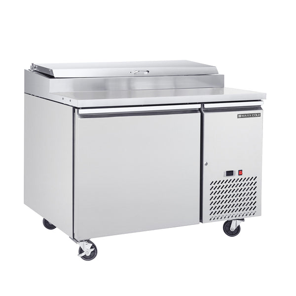 MXSPP50HC Maxx Cold One-Door Refrigerated Pizza Prep Table, 10.95 cu. ft. Storage Capacity, in Stainless Steel
